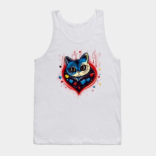 cute cat in heart artwork for cat lover gift idea pet owner Tank Top